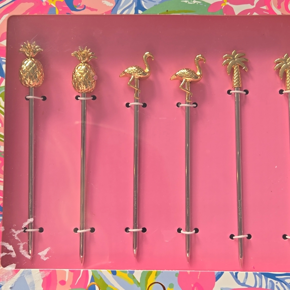 Lilly Pulitzer Appetizer Picks pineapples, palm trees, Flamingos tropical Party